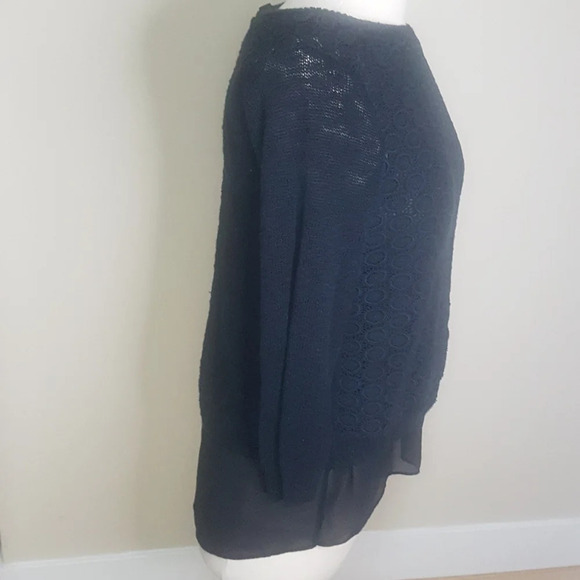 Lucky Brand lace sweater with  sheer underlay and open back - Picture 3 of 7